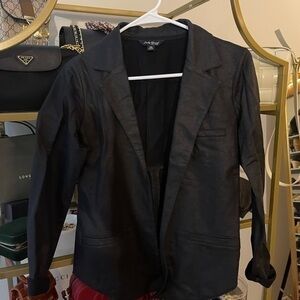 Lucky Brand Faux-Leather Blazer - size xsmall